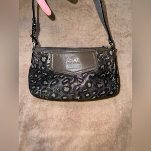 Coach Black and Gray Leopard Print Shoulder Bag